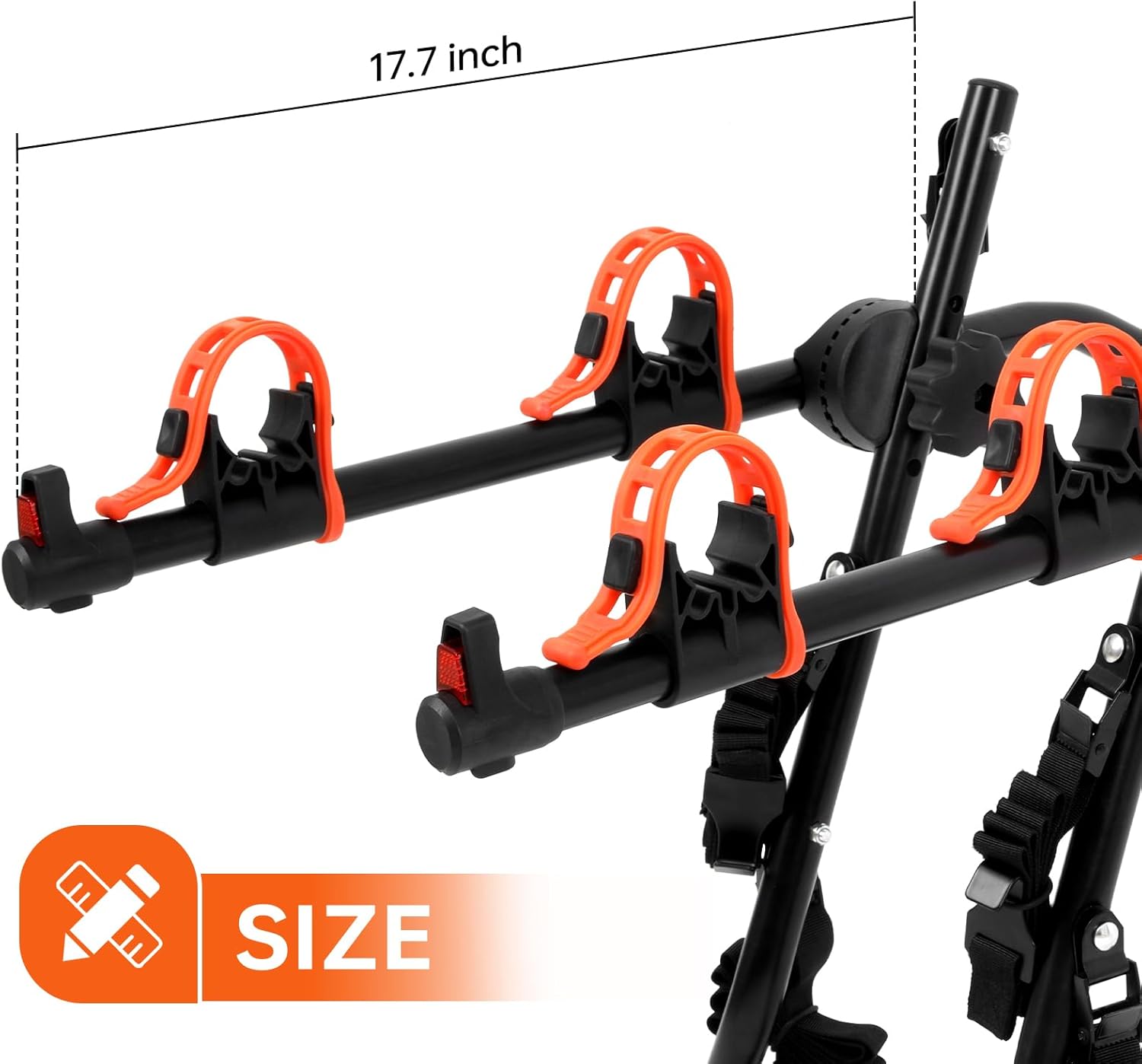 Sports Deluxe 2-Bike Trunk Mount Rack, Model SY-Trunk-BR, Black + Orange up to 70lbs Load (Trunk Bike Rack)