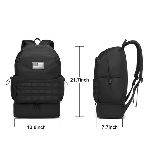 seyfocnia Gym Backpack for Men,Military Tactical Backpack Travel Bag with Shoe Compartment Lightweight Sports Gym Bag Casual Daypack-Black