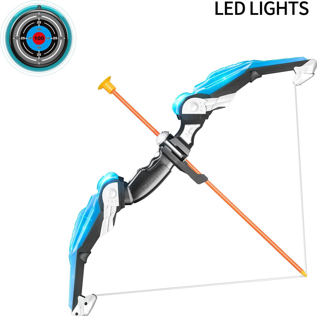 Skiennix Bow and Arrow Set - LED Light-Up Archery Toy with 20 Suction Cup Arrows & Quiver | Ages 3-12