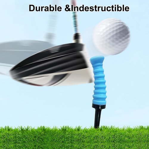 GLOOF Golf Tees Plastic, Pack of 10 Pcs Soft Rubber Top Golf Tees 3 1/4 Inch Multiple Colors Reduces Friction and Side Spin