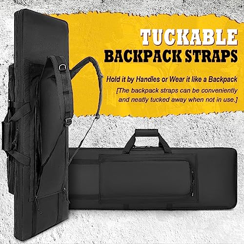 Black 48-Inch Tactical Double Rifle Case with Tuck-Away Backpack Straps