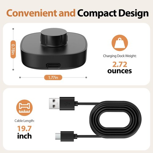 VOVELF Compatible with Oura Ring 4 Charger,Fast Charging Dock and USB-C Cable - Oura Ring 4 Must-Haves for Users (Black, Size 9)