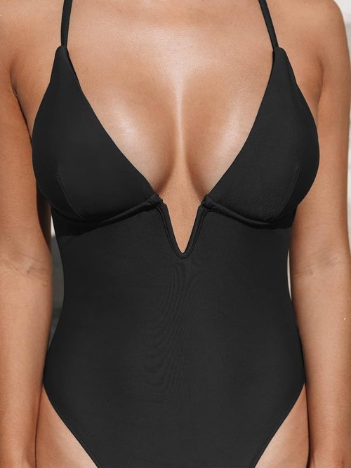 CUPSHE One Piece Swimsuit - Deep V Neck with Crisscross Back & Adjustable Straps | Stylish & Comfortable