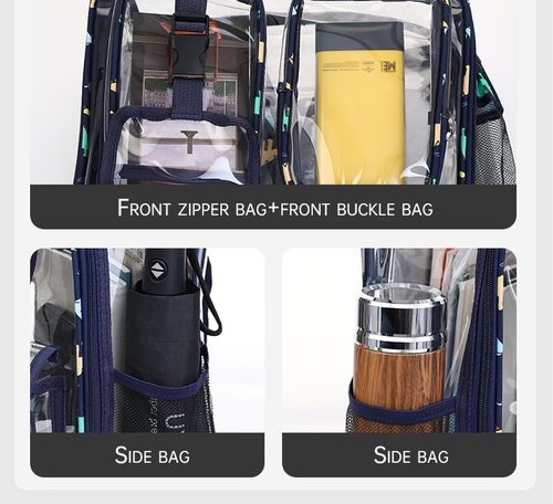 Clear Backpack by [Brand Name] - Heavy Duty PVC for Stadium, Travel & Work | Dual Zippered Compartments & Mesh Pockets (White)