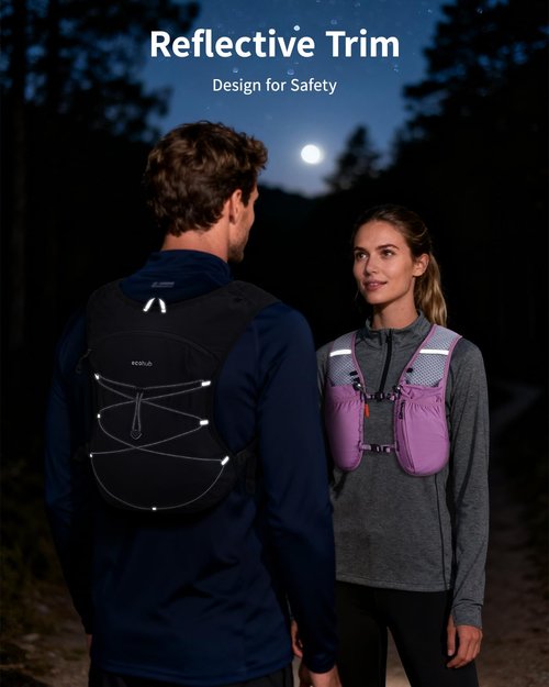 ECOHUB Running Hydration Vest Backpack, Lightweight Hydration Pack Bag Daypack for Hiking Cycling Marathon Backpack Vest for Women Men (No Bladder Included) (Black)