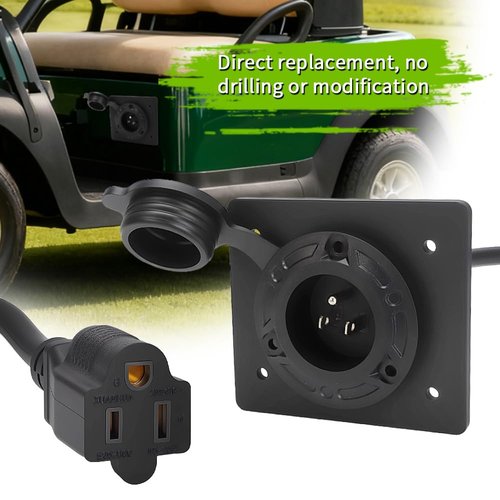 AUTOVIC Charger Port Cover Plate Adapter with 120V Plug for Lithium Battery Compatible with EZGO TXT36 Golf Cart