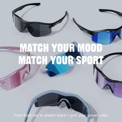 DEAFRAIN Sports Sunglasses for Men Women UV Protection Running Baseball Cycling Fishing Black Glasses TR90 Unbreakable Frame