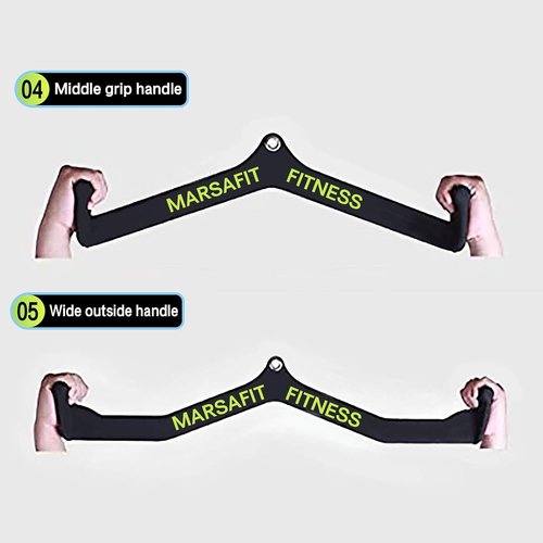 Home Gym Fitness Rowing T-bar V-bar Pulley Cable Machine Attachment, Bicep Curl Tricep Lat pulldown Bar Back Strength Training Handle Grips Lat Pull Down Bar for Seat Row Workout