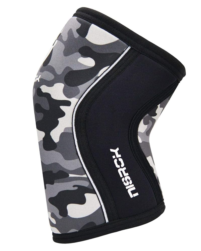 Nisrok 7mm Knee Sleeves - 1 Pair, Camo Gray Large - Neoprene Knee Brace for Cross Training, Weightlifting & Squats
