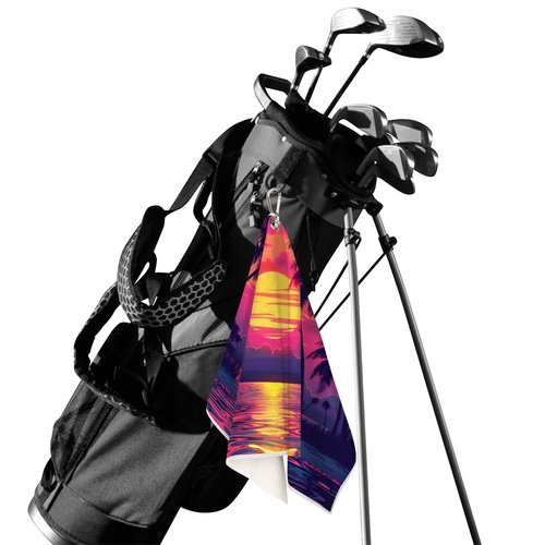 Pardick Golf Towel for Men Women Beach Palm Flower Golf Towels for Golf Bags with Clip Microfiber Fabric Clean Golf Balls Accessories Great Funny Gifts Golfs Club Fan 24 x 15in