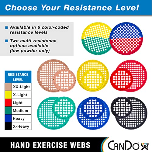 CanDo Web Hand Therapy Device Set - 7 Inch Latex-Free Hand Exercise Web (Multiple Colors)