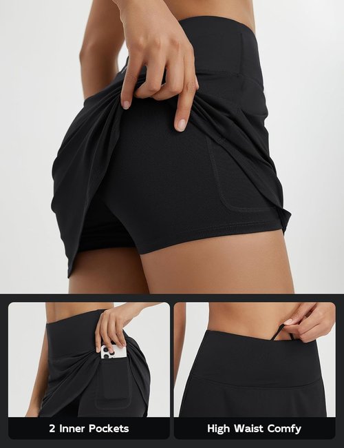 Baleaf Women's Tennis Skirt - High Waisted Athletic Golf Skorts with Pockets for Running