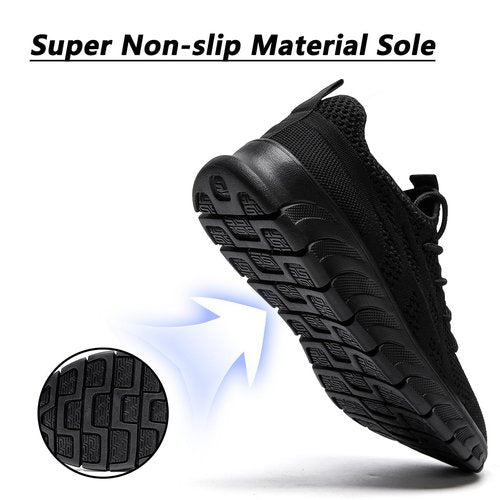 DLWKIPV Men's Running Shoes for Road & Gym – Lightweight Walking Sneakers with Breathable Mesh and All-Day Comfort Black US 12