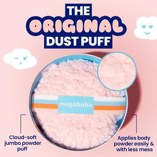 Megababe Body Powder Applicator - Oversized 6” x 3” Dust Puff for Effortless Application | Powder Sold Separately