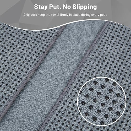 Non Slip Microfiber Yoga Towel with Grip Dots - 72x24 Inch Sweat Absorbent Exercise Mat