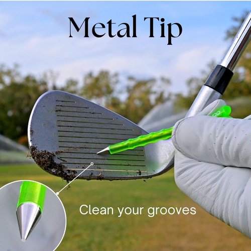 AIRGLO Forever Tee Premium Metal Unbreakable Golf Tees (2 Pack), Extended Metal Tip, Golf Club Groove Cleaner, Golf Divot Tool, Durable Transparent Plastic Golf Tees