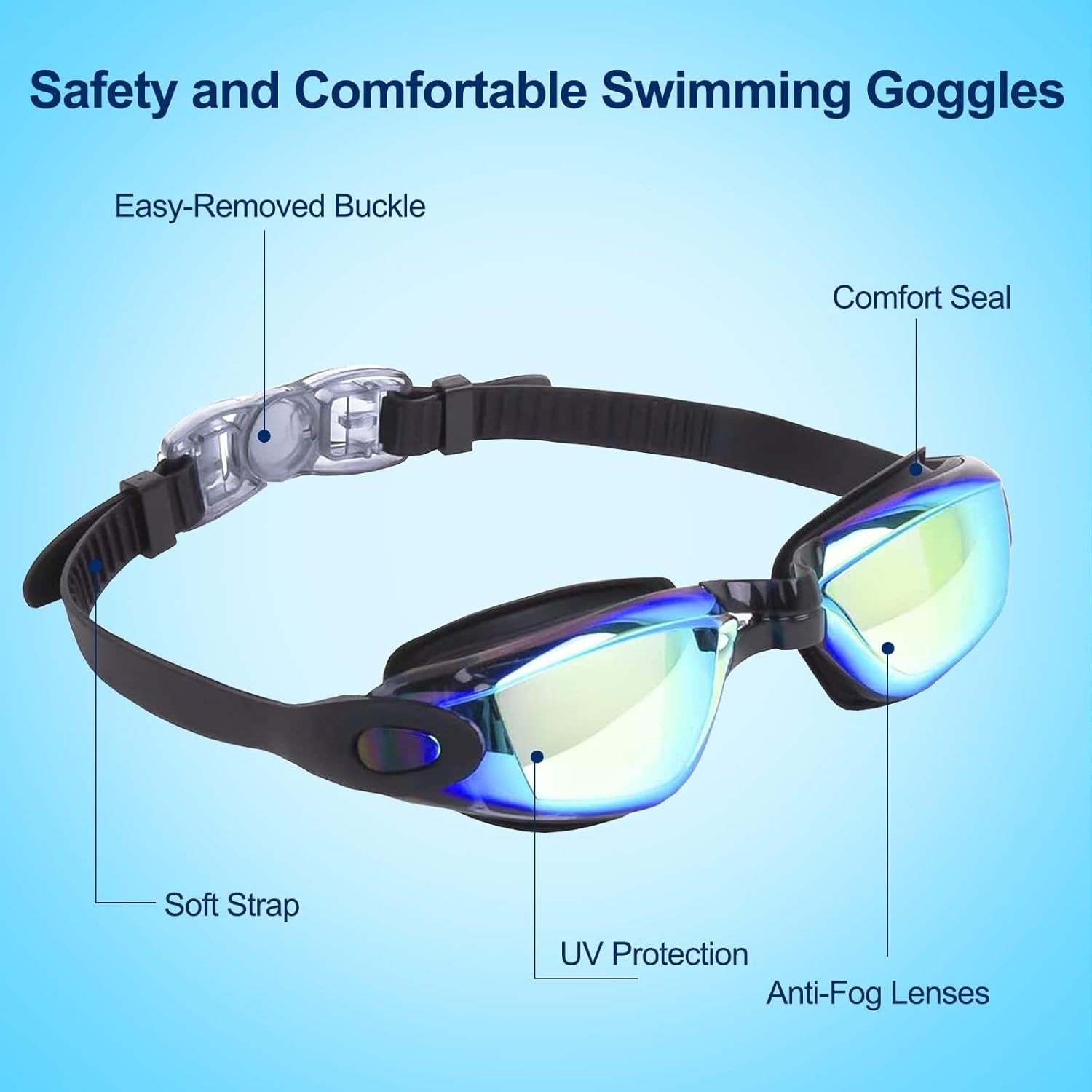 Skiennix Kids Swim Goggles - Anti-Fog, Leak Proof & UV Protection | 2 Pack for Ages 3-14
