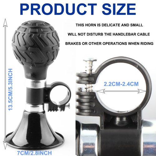 JONMON Bike Horn, 120dB Loud Bicycle Bugle Clown Rubber Squeeze Ball Loudspeaker Cycling Ring for Adults Child Bikes Handlebars Mount