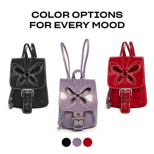 Dolls Kill Feeling Good Butterfly Backpack by Delia's For Adults - Vegan Leather Bag With Cut-Out Butterfly Design and Adjustable Straps - Black