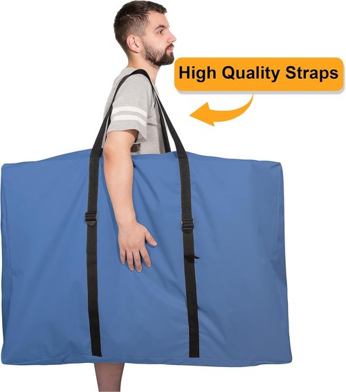 Folding Chair Storage Bag - Waterproof 600D Carry Bag with Double Zippers | Portable for Zero Gravity & Beach Chairs, 43” L x 11” W x 29” H (Blue)