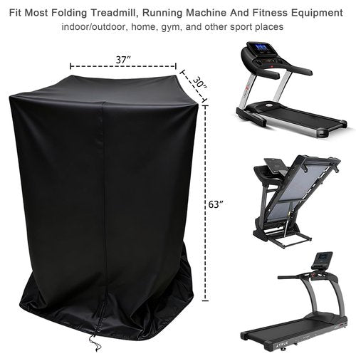 Folding Treadmill Cover - Running Machine Protective Case 210D Heavy Duty Organizer Home Fitness Accessories（37″L x 30″W x 63″H）