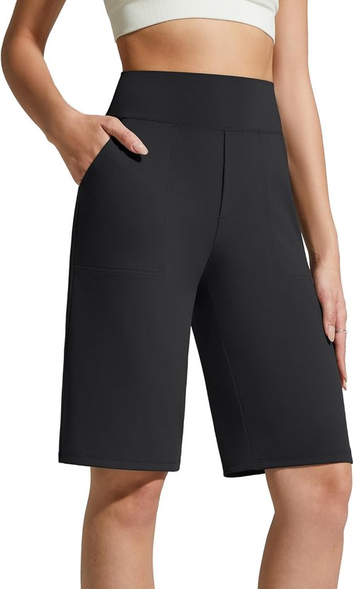 G4Free Women's Bermuda Shorts - Knee Length Athletic Casual Shorts with Pockets | Comfortable Fit