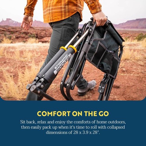 GCI Outdoor Stowaway Rocker - Portable Folding Chair in Stealth Camo for Ultimate Comfort