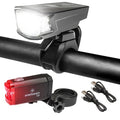 Everbeam USB Rechargeable Bike Lights for Night Riding, Exercise, Safety - Headlight, Taillight, LED Bike Light Set - Easy Attach Weather Resistant Bicycle Lights
