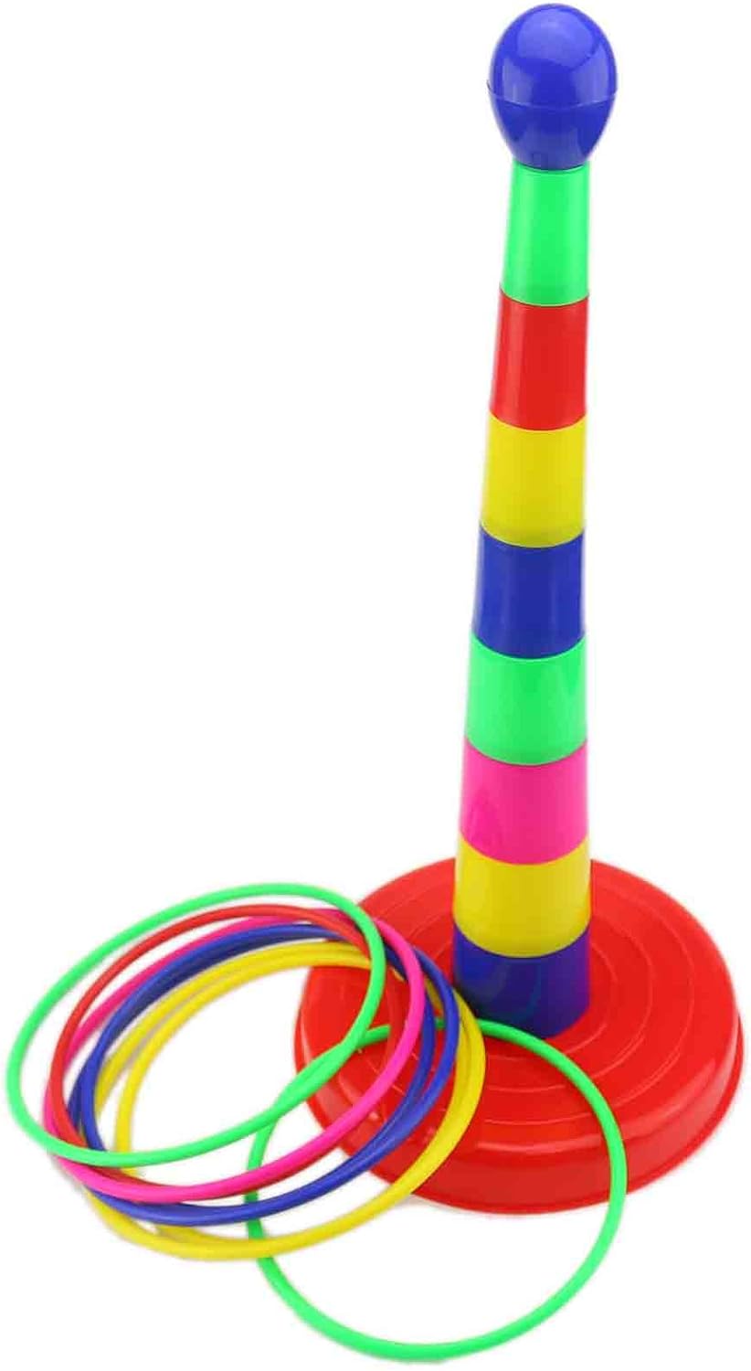 Ogrmar 18" Colorful Plastic Ring Toss Game Set - Fun Outdoor Activity for Kids
