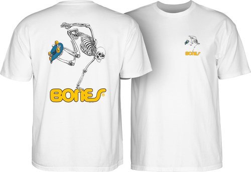 Powell Peralta Skateboard Skeleton T-Shirt, White, 2XL