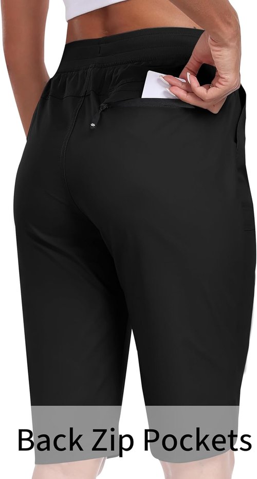MoFiz Women's Quick-Dry Knee-Length Hiking Shorts - Water-Resistant Athletic Bermuda Shorts with 3 Pockets