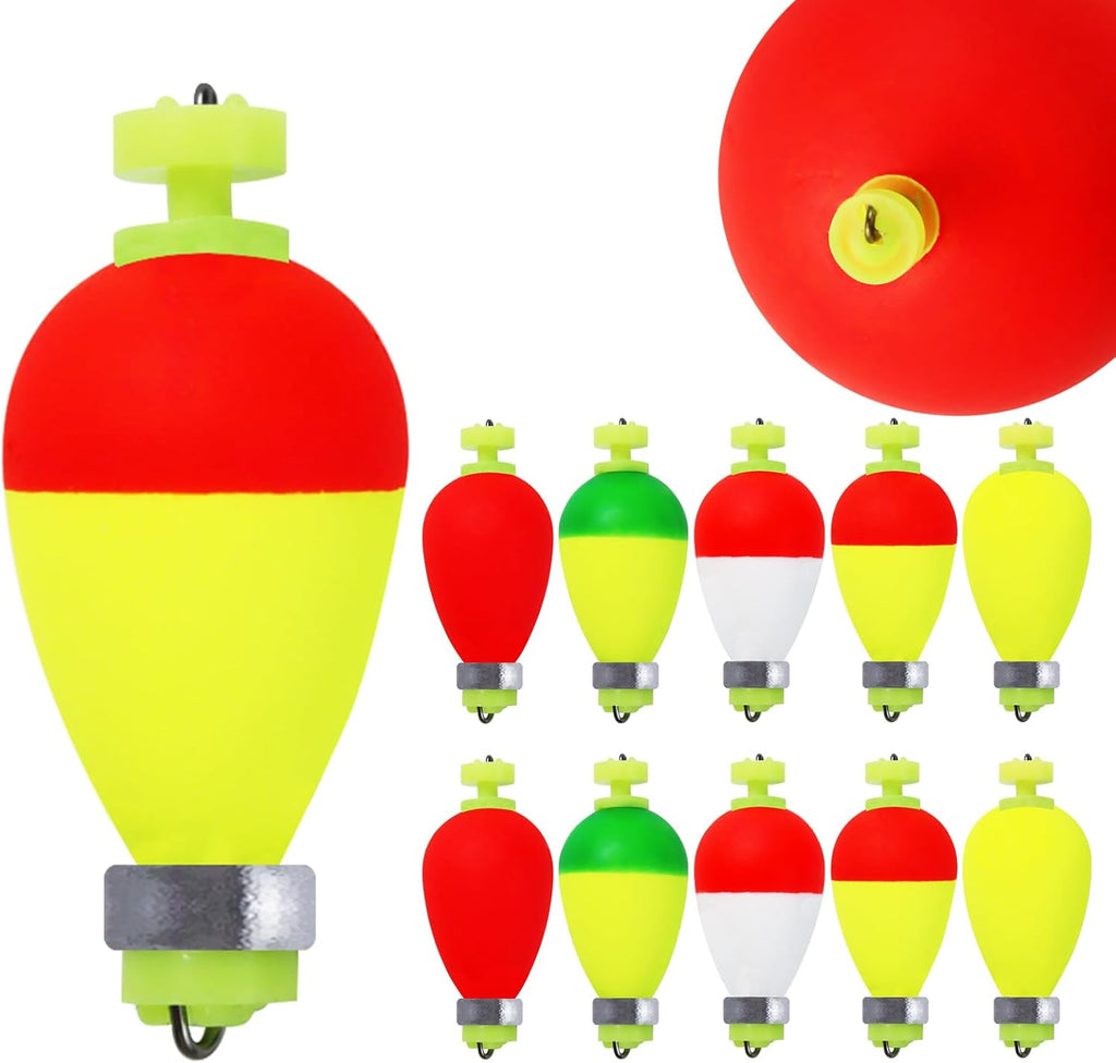 Weighted Fishing Bobbers 10-Pack - High-Visibility Slip Bobbers for Catfish | 5 Sizes & Styles