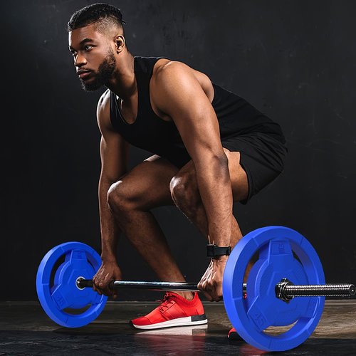 FAGUS H Color Coded 2-Inch Rubber Coated Olympic Grip Plate for Barbell,Solid Cast Iron Weight Plates for Strength Training,Weightlifting,Crossfit,Home Gym, 45LB Single