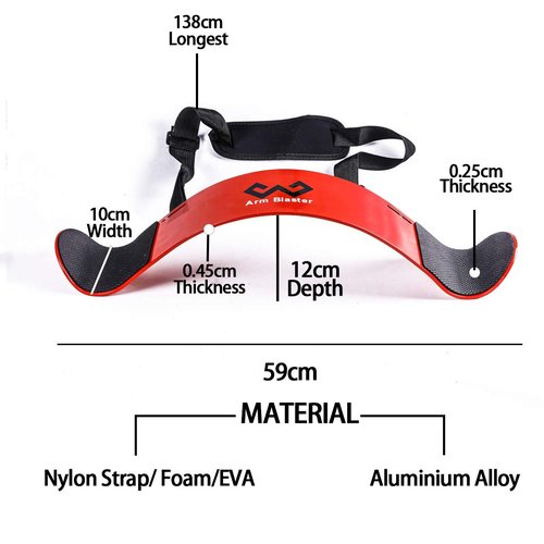Arm Blaster Bicep Curl Thick Aluminum Adjustable Bodybuilding Bicep Isolator Pink,Barbell Curl Assistant Arm Curl Bar (Red)