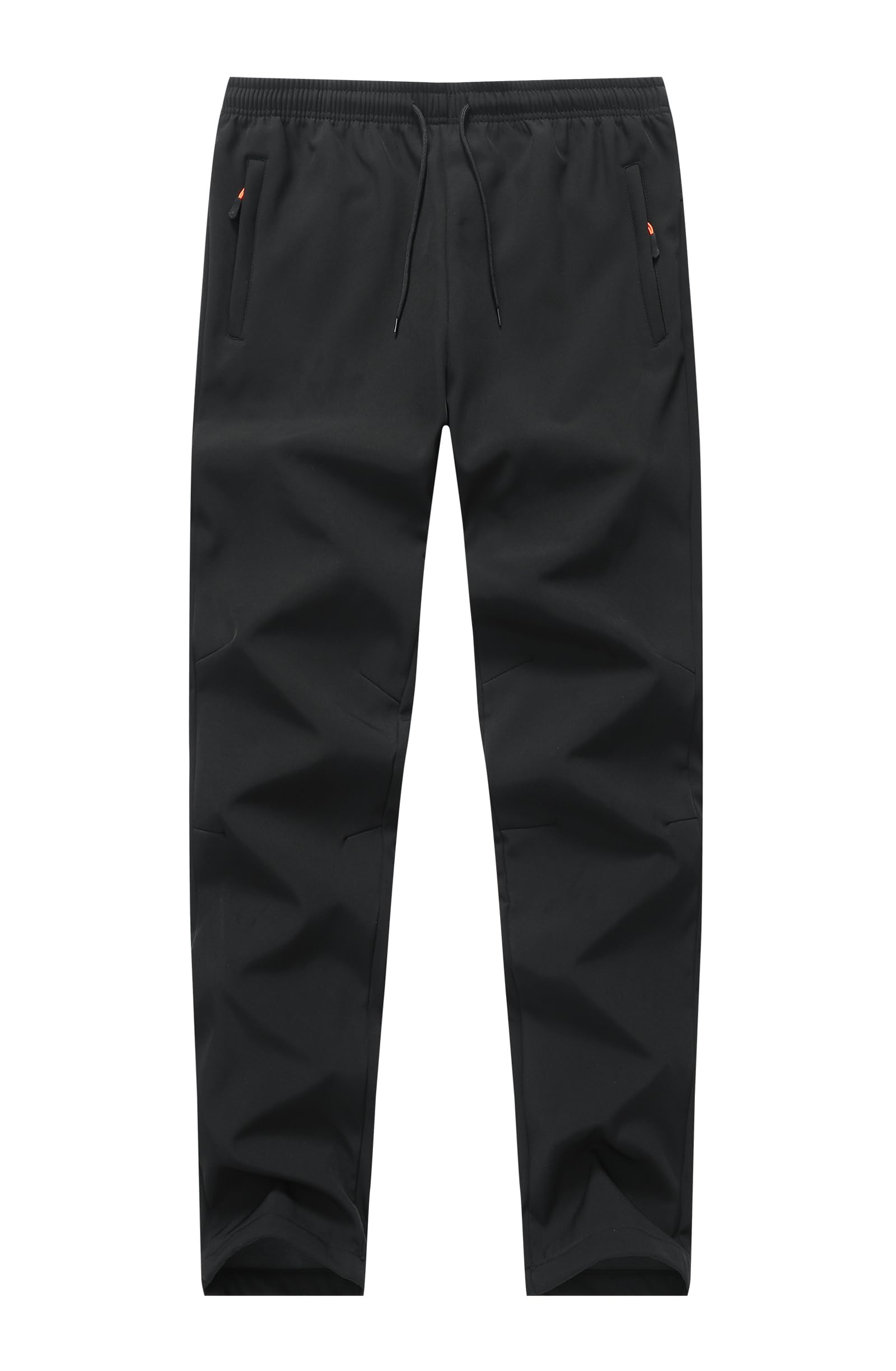 ZooYung Boys Girls Fleece Lined Warm Joggers Pants Water Resistant Waisted Thermal Winter Sweatpants Running Hiking with Zipper Pockets(13822Black10)