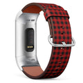 Q-Beans Watchband, Compatible with Fitbit Charge 3, Charge 3 SE - Replacement Leather Band Bracelet Strap Wristband Accessory // Lumberjack Plaid Alternating Red
