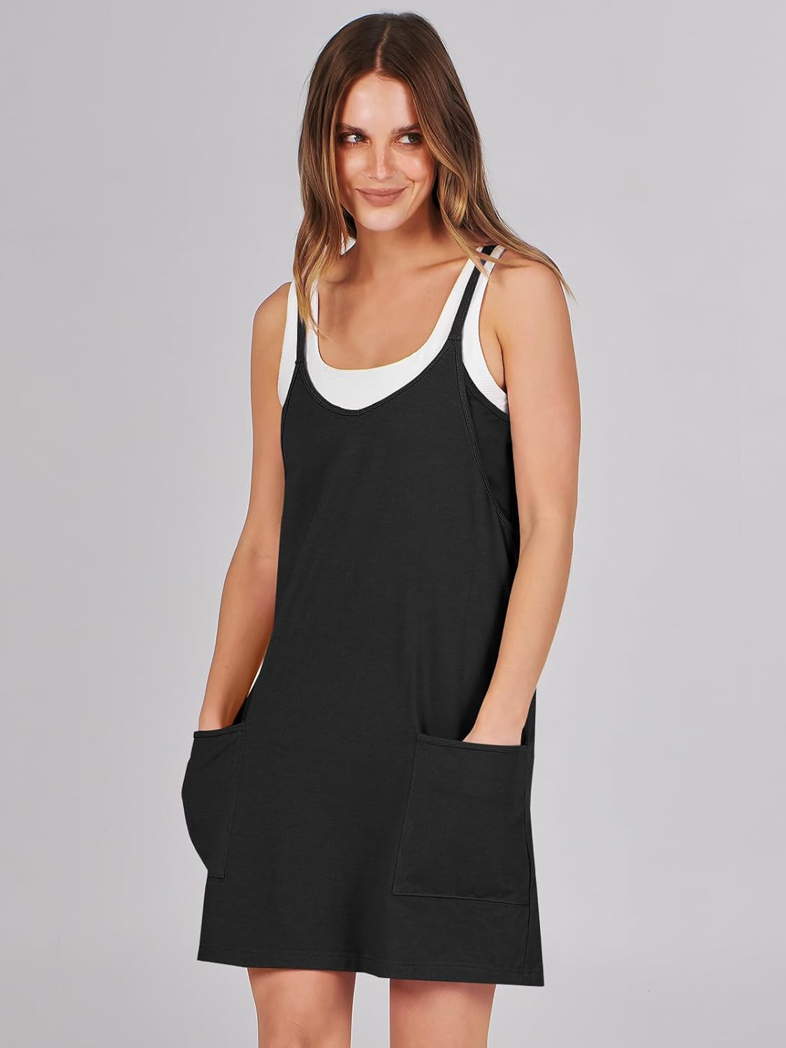 Caracilia Women's Athletic Mini Dress - Casual Sleeveless Romper with Built-In Shapewear | Perfect for Summer Workouts