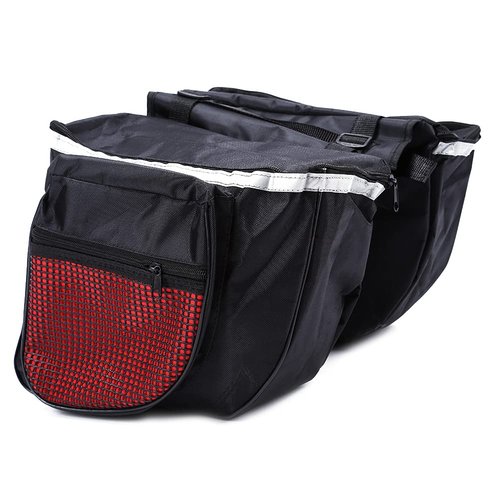 Keenso Double Rear Bag, Large Capacity Side Bags for Outdoor Riding, Camping, 25L, Black and Red