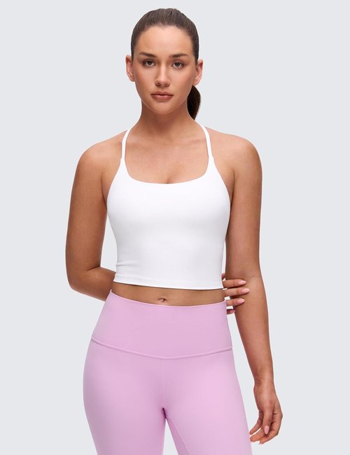 CRZ YOGA Butterluxe Crop Tank Top for Women - Padded Adjustable Straps | Longline Yoga Sports Bra