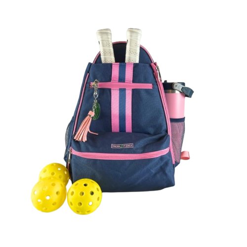 Fresh Pickle Teddi Pickleball Backpack - navy/pink Large Capacity Pickleball Bags for Women, Multipurpose Paddle Case with Multiple Pockets, Stylish Paddle Bag