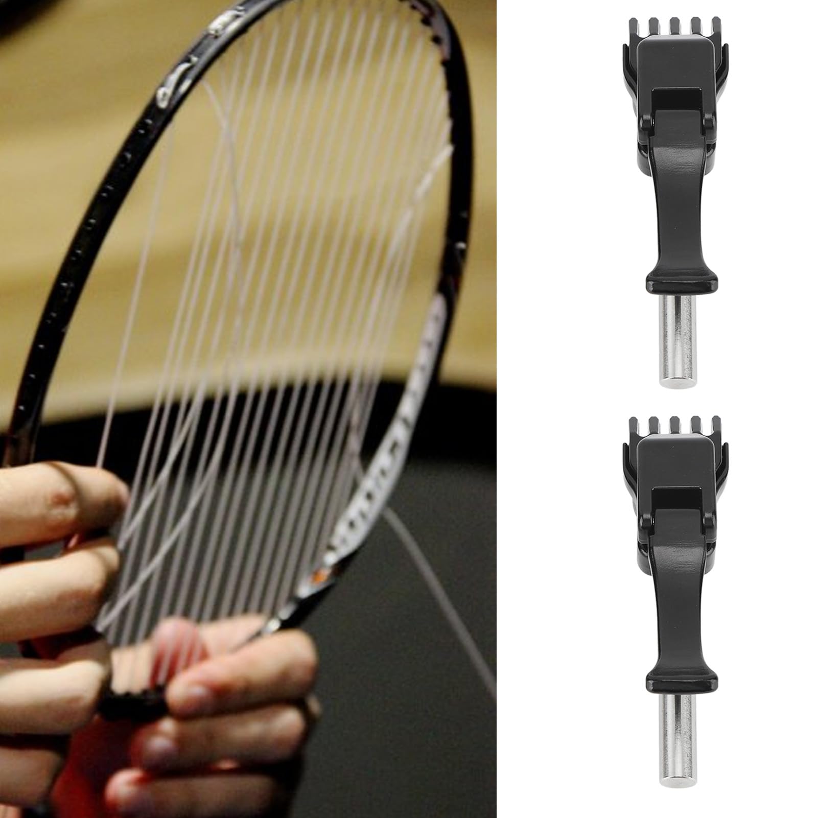 Topyond 1 Pair of Tennis Stringing Machine, Black Tennis Badminton Machine String Clamp with Flying and Starting Clamp for Precise Stringing, Handheld Badminton Machine Stringing Pliers
