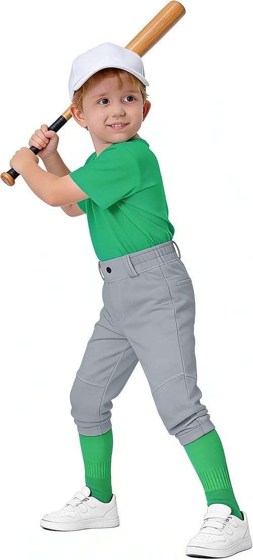 MIVEI Toddler Youth Boys Baseball Pants - UPF50+ Tee Ball Softball Knicker Pants with Belt Loops
