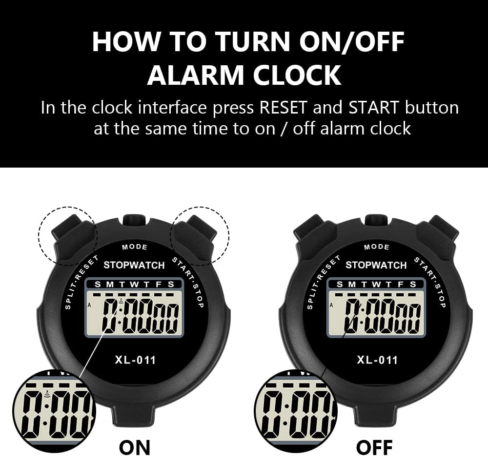 Vicloon Digital Sports Timer - Large Display Stopwatch with Single Lap Split & Alarm | Black
