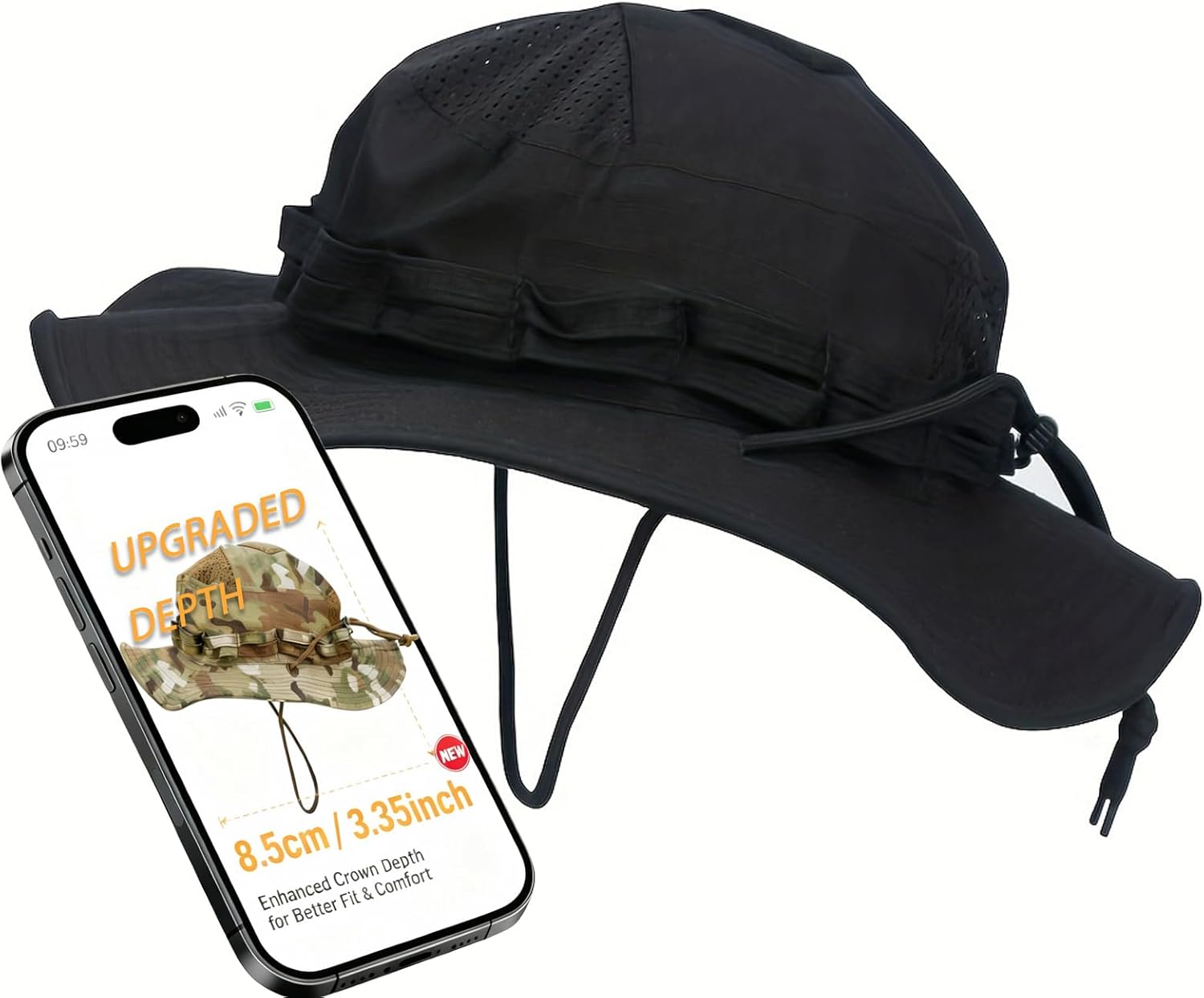Sun Hat Breathable Boonie Hats for Men Women Fishing Safari Bucket Hat Cap Hunting Outdoor Hiking Camping