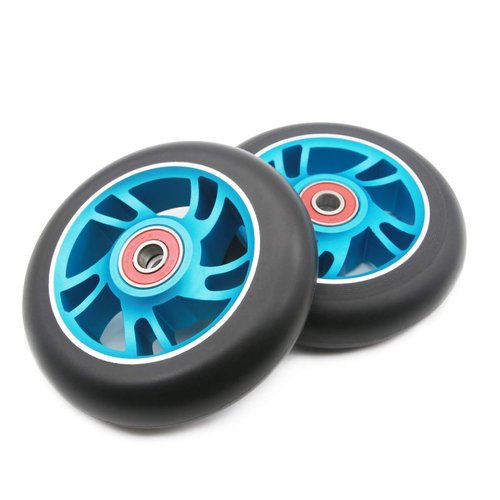 Z-FIRST 2Pcs 100 mm Pro Stunt Scooter Wheels with ABEC 9 Bearings for MGP/Razor/Lucky/Envy/Vokul Pro Scooters Replacement Wheels (Blue)