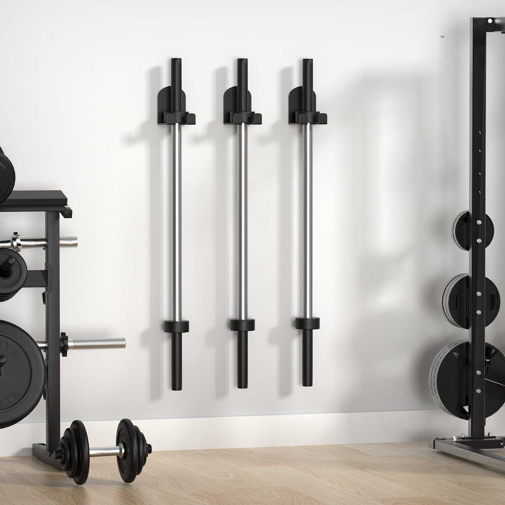 VINHOLD Heavy Duty Barbell Hanger, Vertical Bar Wall Rack for Home, Garage & Commercial Gyms, Olympic Barbell Holder, Space-Saving Gym Accessory Bar Mount Rack, Holds Under 32mm Bar Size(Black)