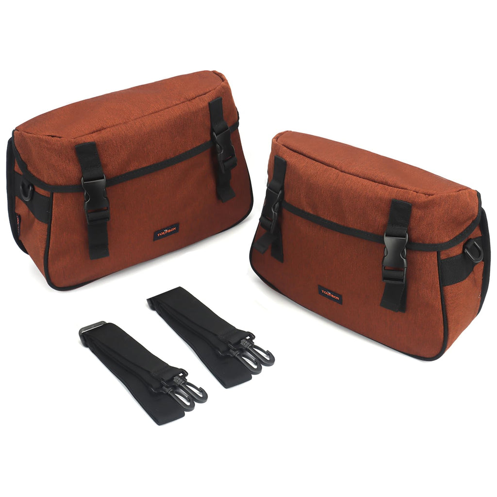 TOURBON Nylon Double Pannier Shoulder Bags Bicycle Rear Rack Trunk Motorcycle Tail Seat Bag - Brown