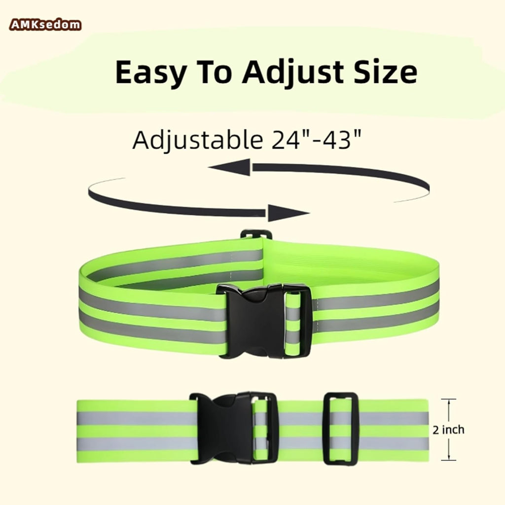 Reflective Running Belt - High Visibility Safety Gear for Men, Women & Kids | Adjustable 2-Pack