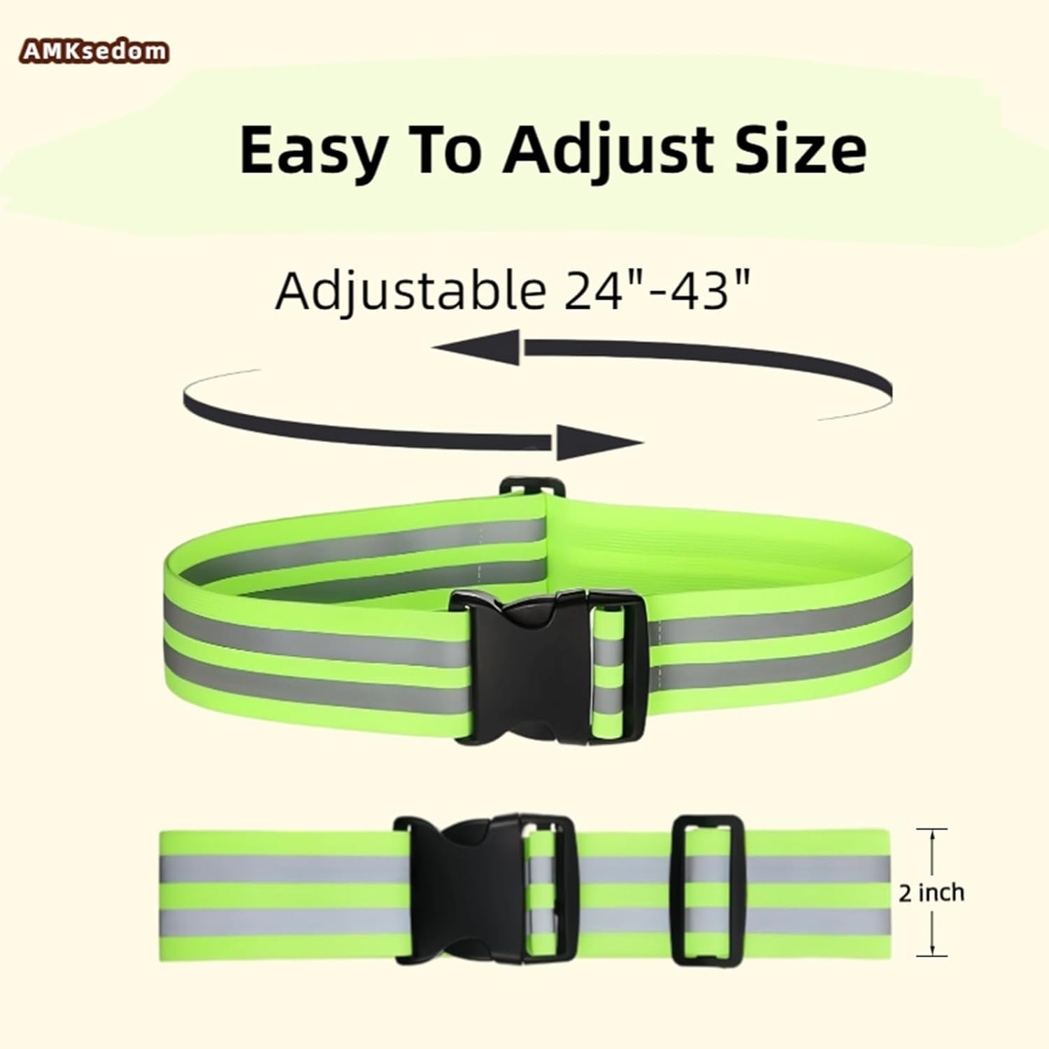 Reflective Running Belt - High Visibility Safety Gear for Men, Women & Kids | Adjustable 2-Pack