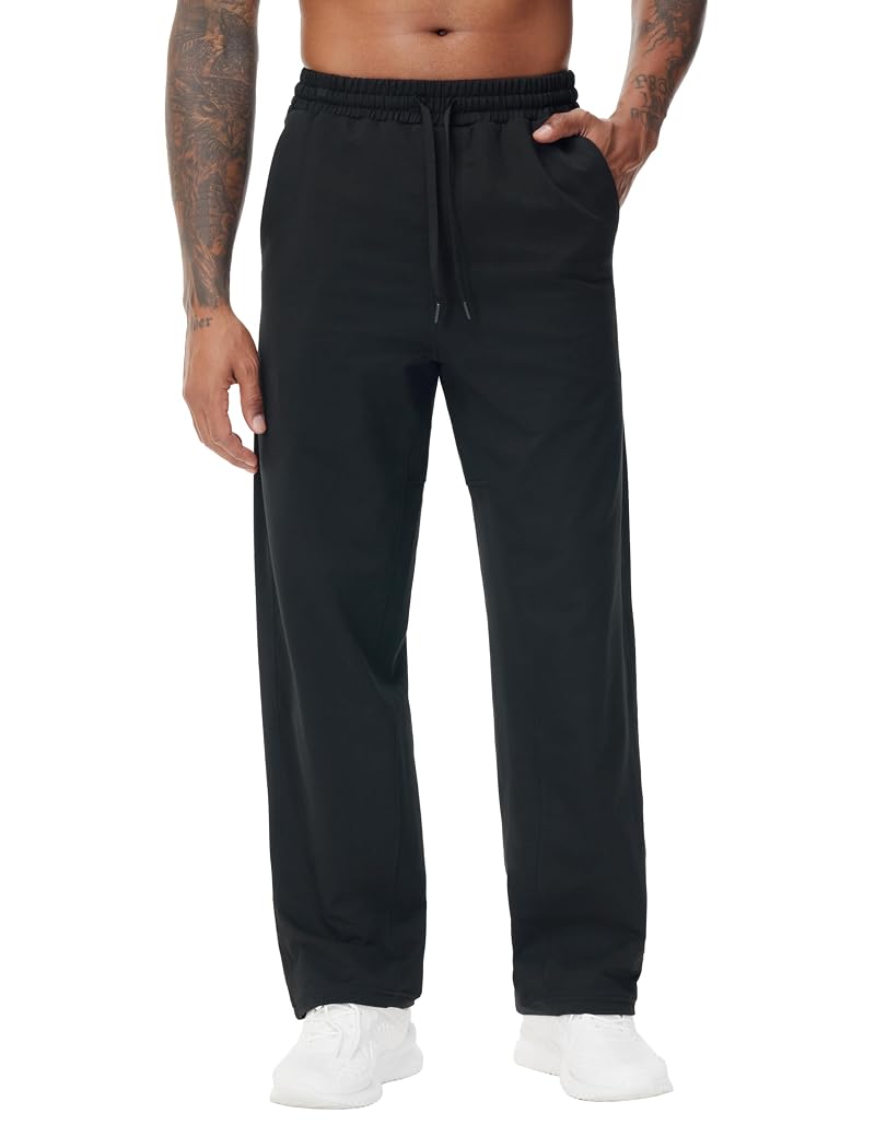 The Gym People Men's Fleece Sweatpants with Drawstring - Black, Medium, Unlined